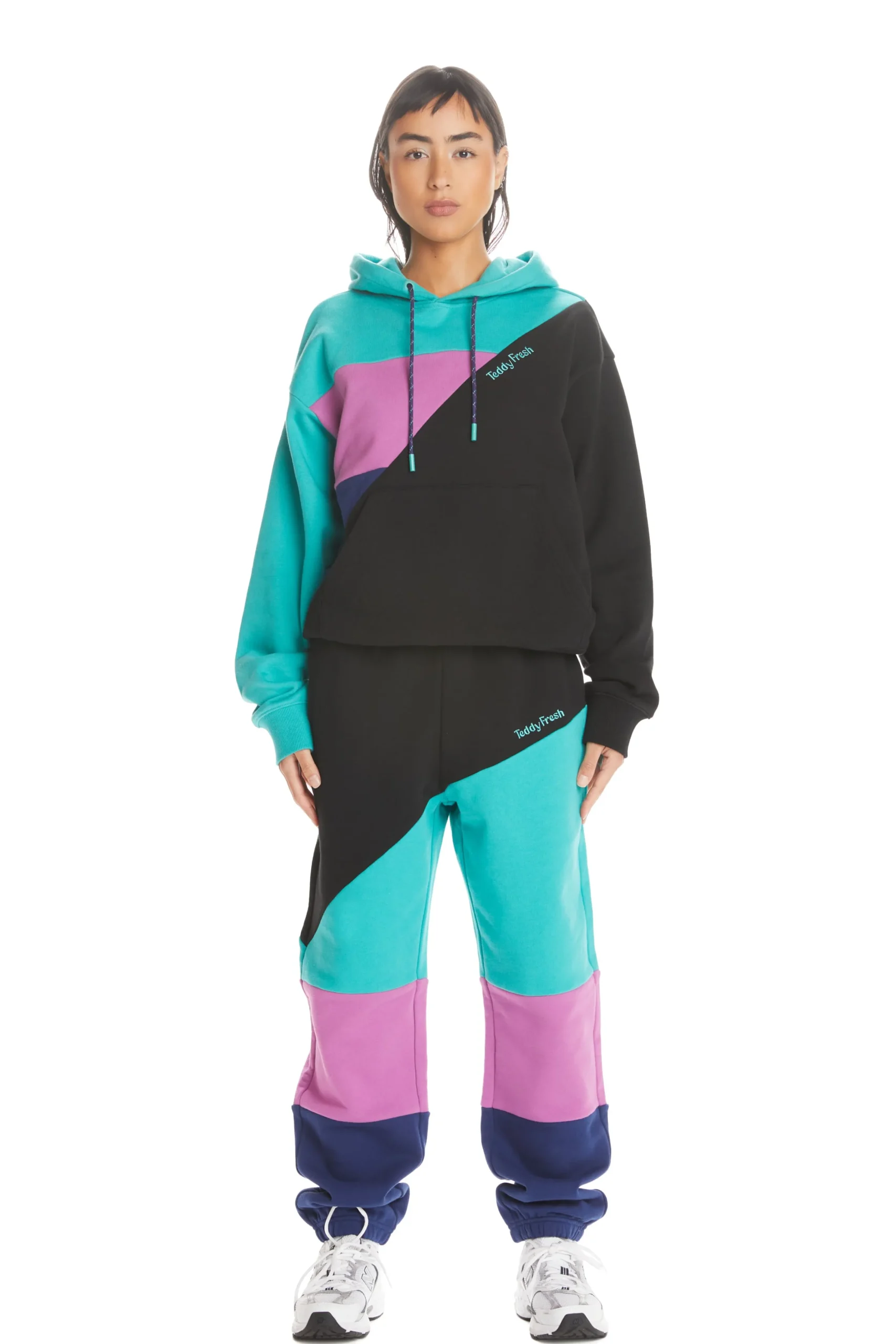 Asymmetric Color Block Hoodie-Teddy Fresh Best Sale