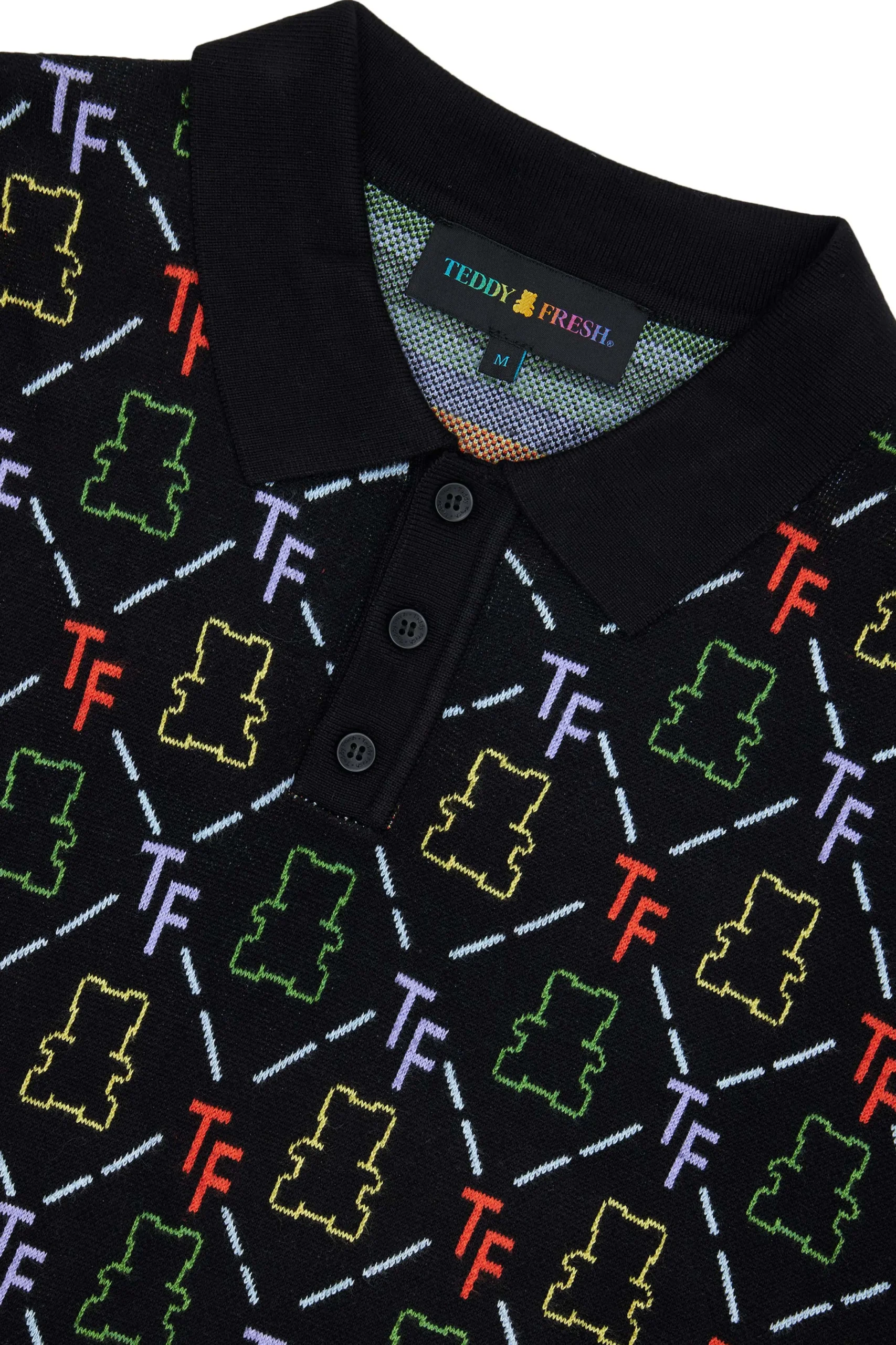 Bear Jacquard Polo Sweater-Teddy Fresh Hot