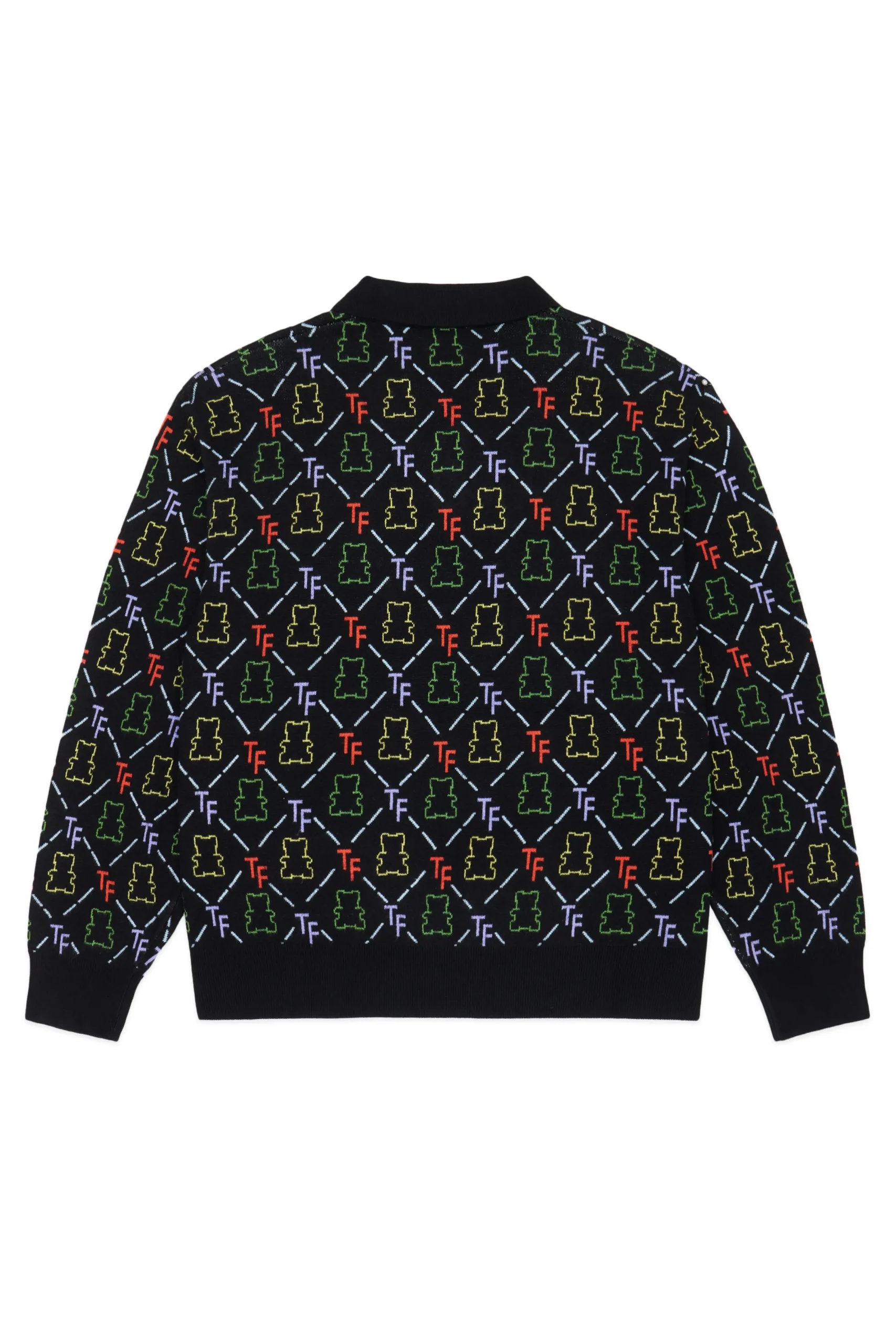 Bear Jacquard Polo Sweater-Teddy Fresh Hot