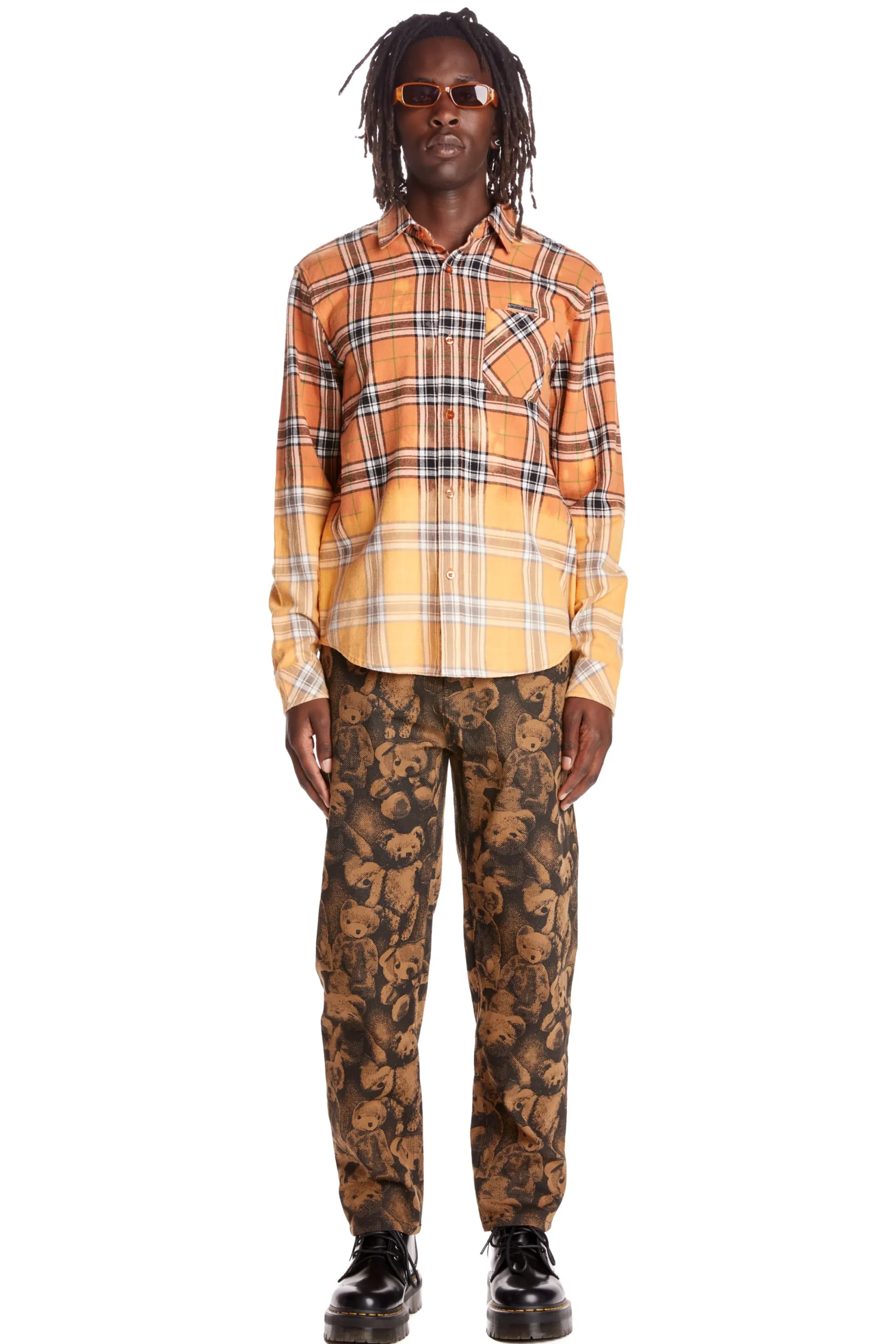 Bleached Flannel Shirt-Teddy Fresh Shop