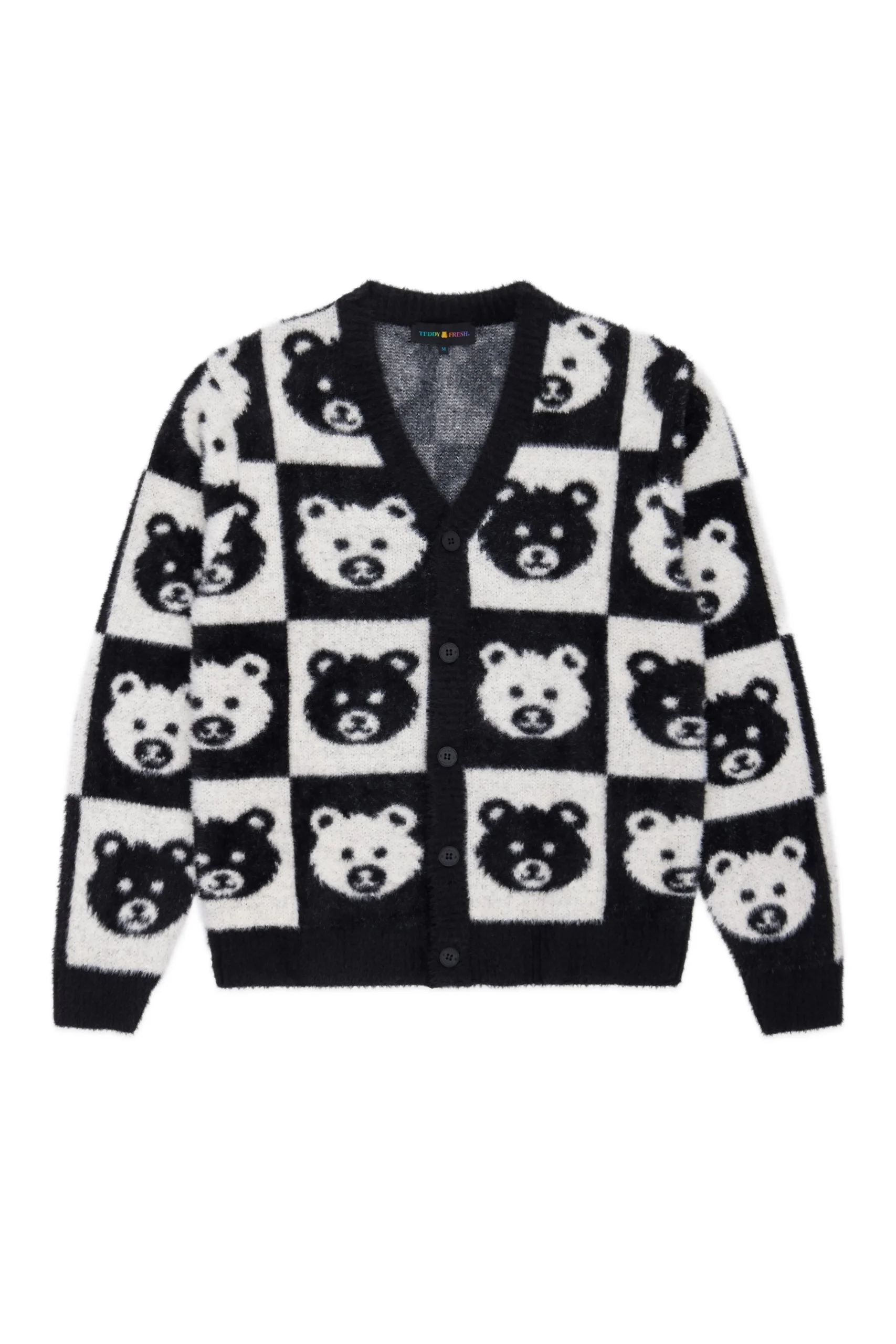 Checkered Bear Cardigan-Teddy Fresh Fashion