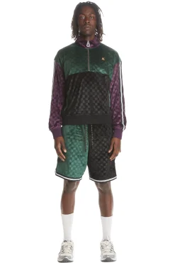 Embossed Checker Velour Zip Funnel Neck-Teddy Fresh Sale