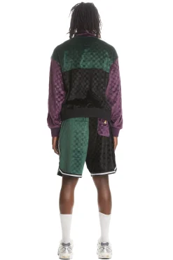 Embossed Checker Velour Zip Funnel Neck-Teddy Fresh Sale