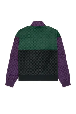 Embossed Checker Velour Zip Funnel Neck-Teddy Fresh Sale
