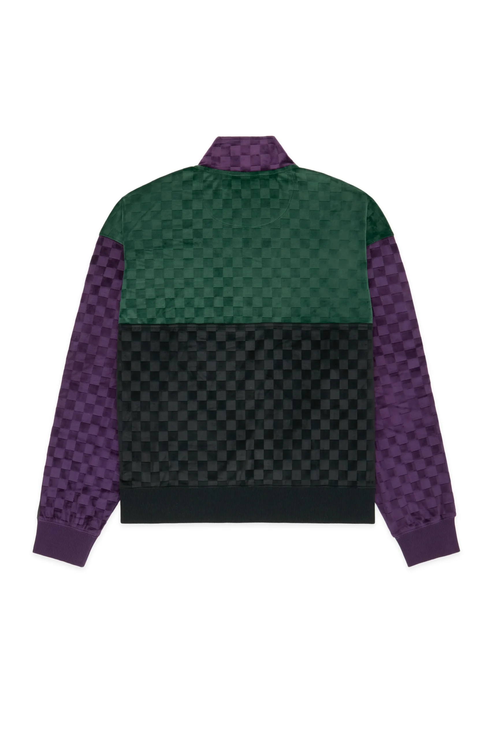 Embossed Checker Velour Zip Funnel Neck-Teddy Fresh Sale