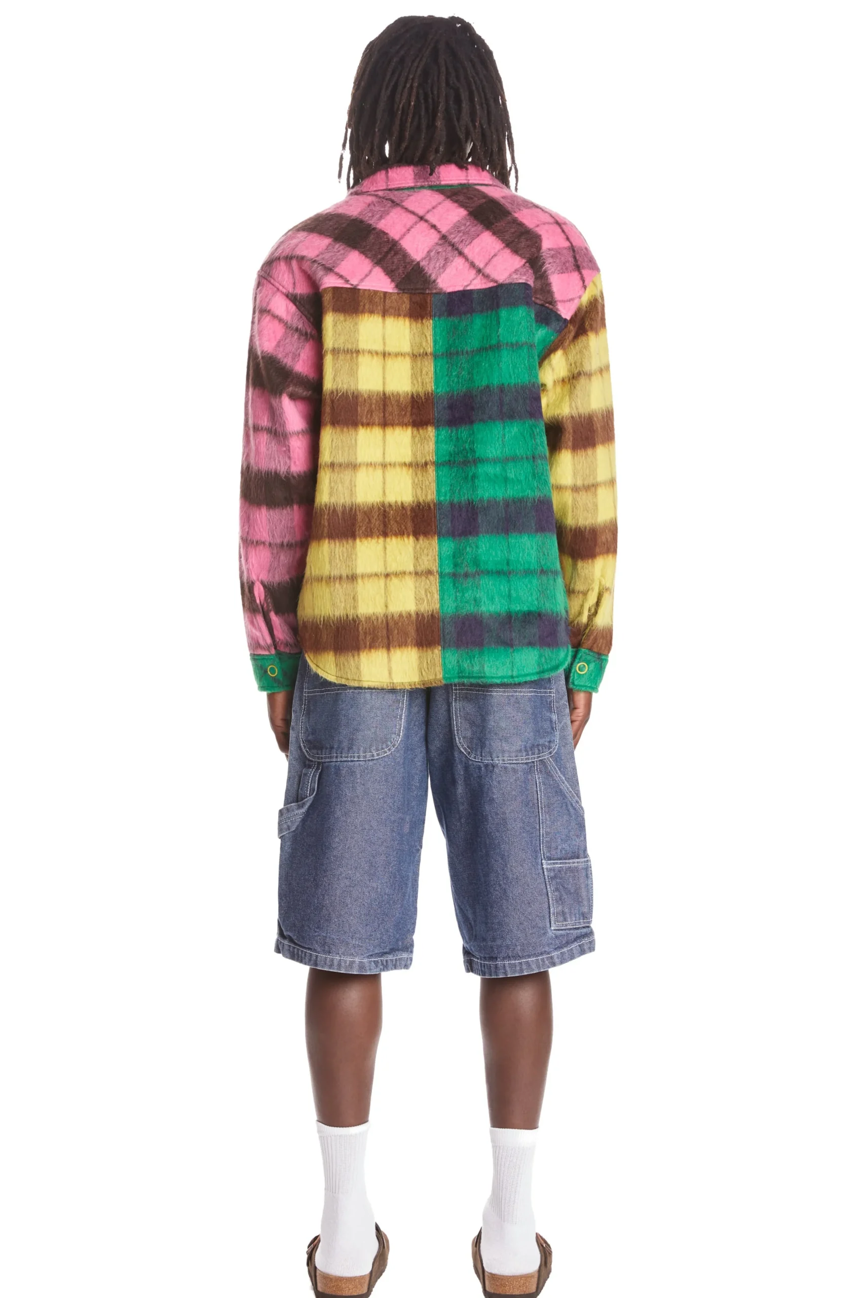 Fuzzy Plaid Snap Shacket-Teddy Fresh New