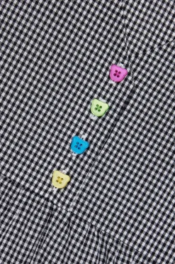 Gingham Button Dress-Teddy Fresh New