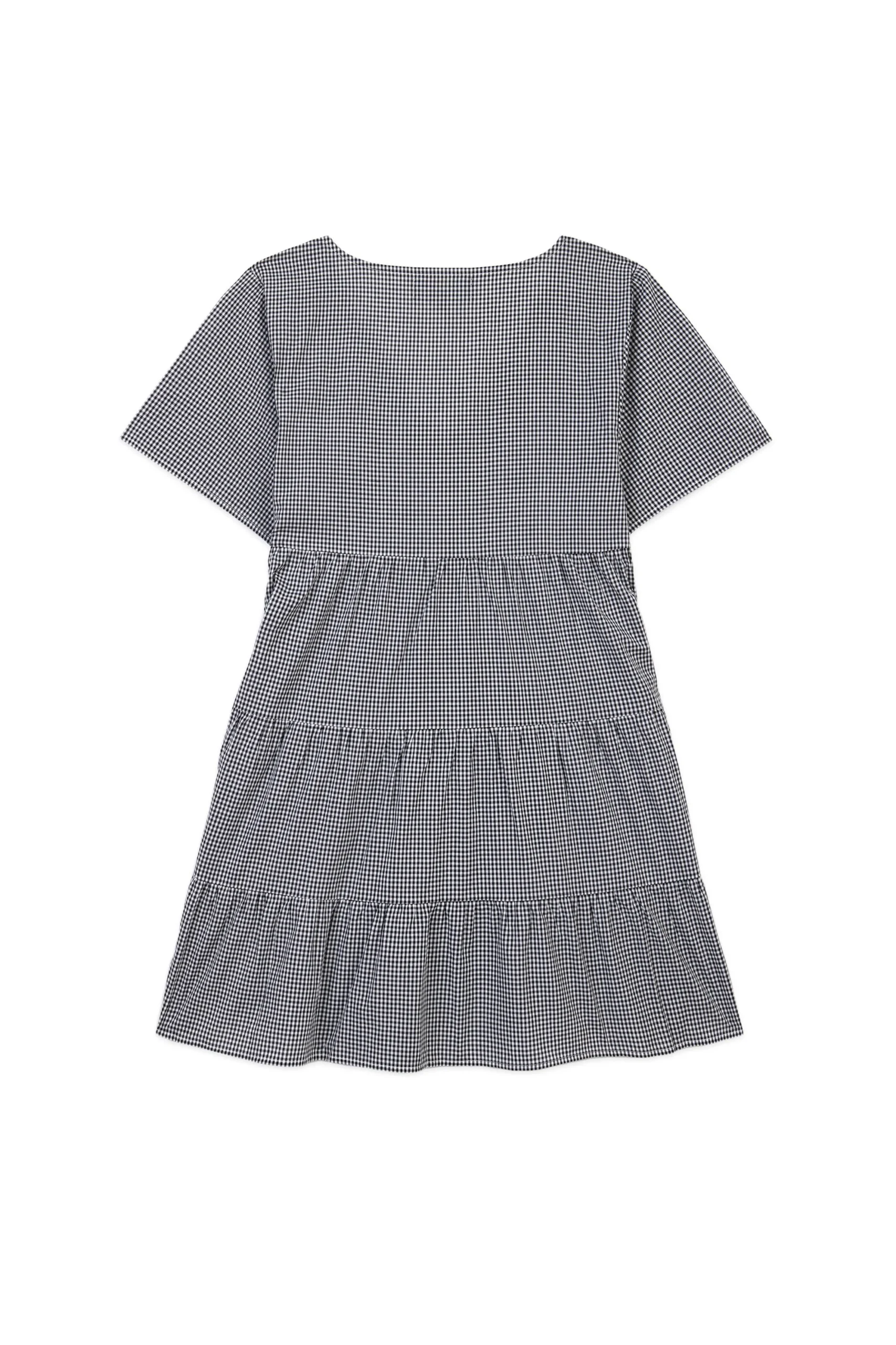Gingham Button Dress-Teddy Fresh New