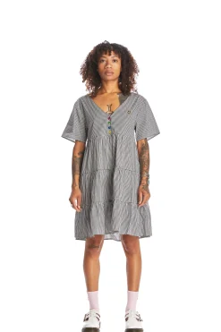 Gingham Button Dress-Teddy Fresh New