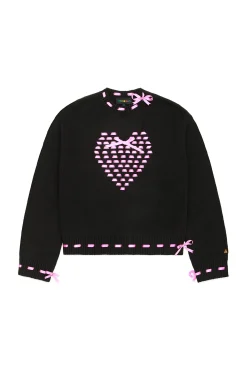 I Heart U Ribbon Weave Sweater-Teddy Fresh Store
