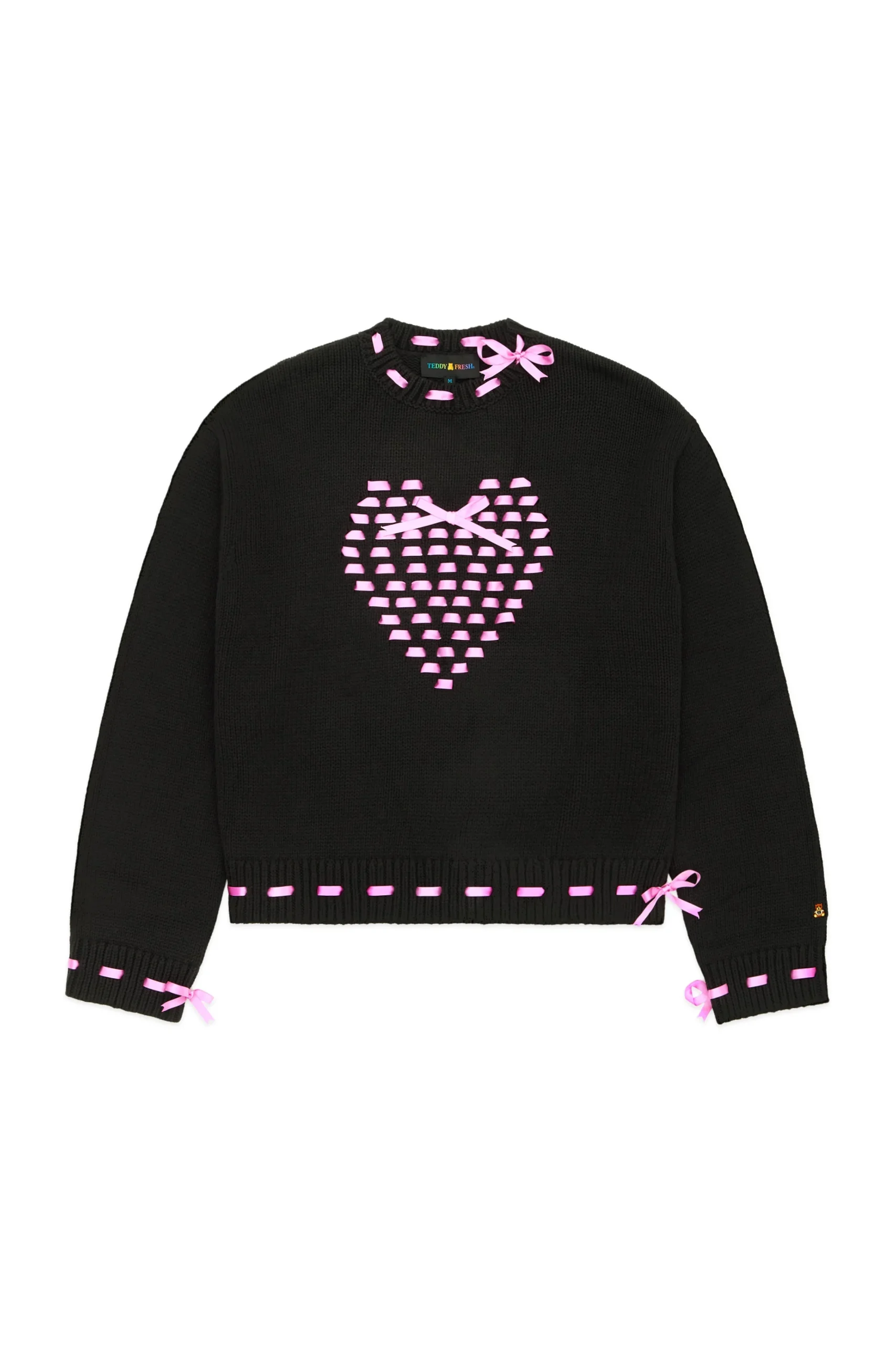 I Heart U Ribbon Weave Sweater-Teddy Fresh Store