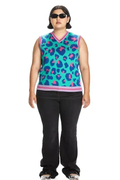 Leopard Sweater Vest-Teddy Fresh Discount