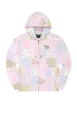 Quilt Print Zip Hoodie-Teddy Fresh Clearance