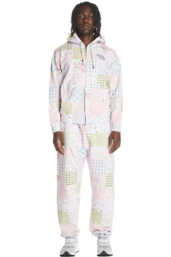 Quilt Print Zip Hoodie-Teddy Fresh Clearance