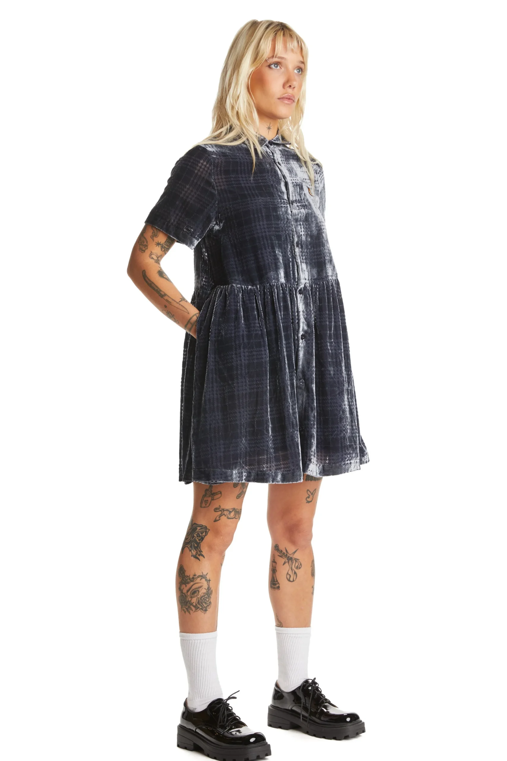 Sheer Check Shirt Dress-Teddy Fresh Store