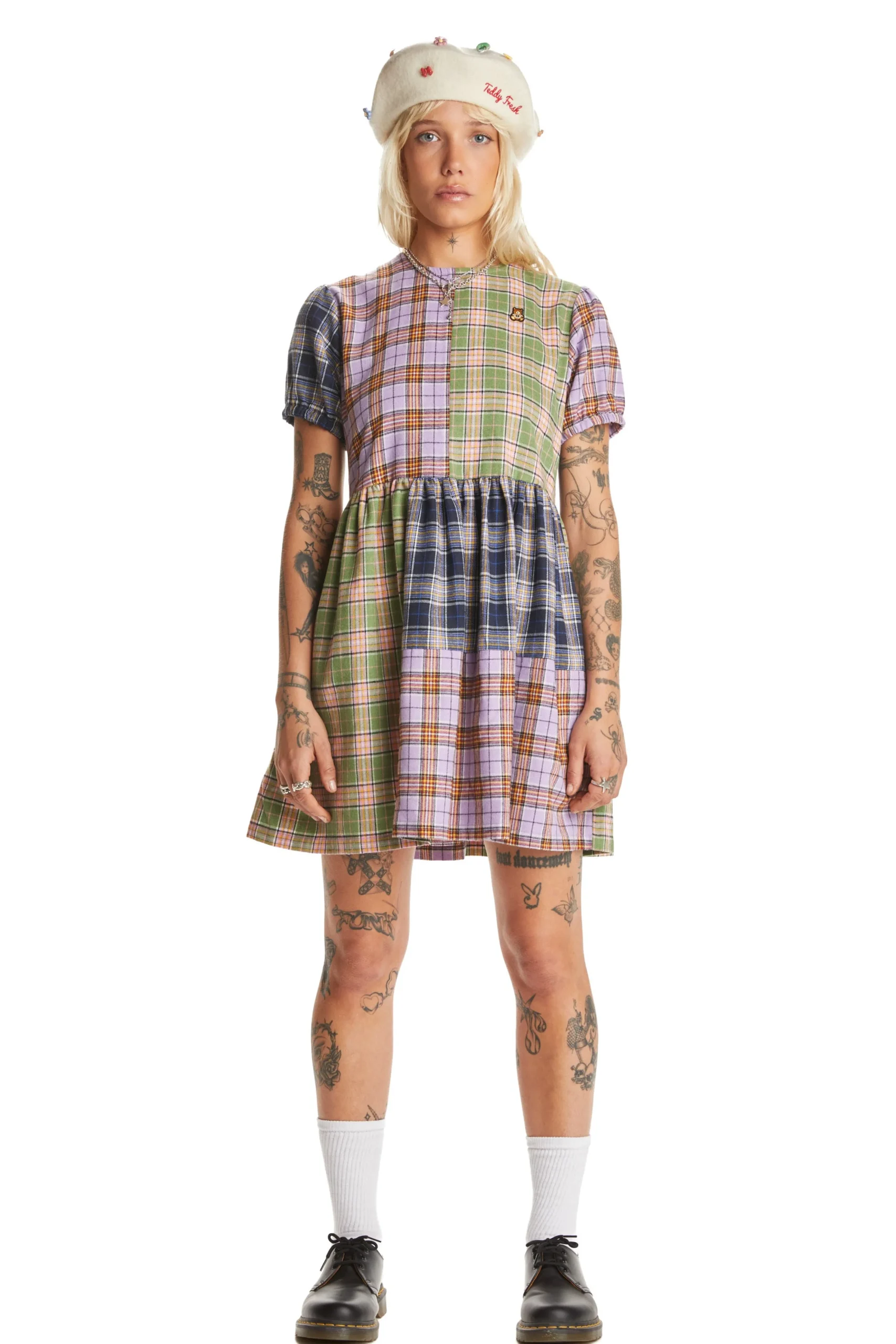 Short Sleeve Plaid Dress-Teddy Fresh Best