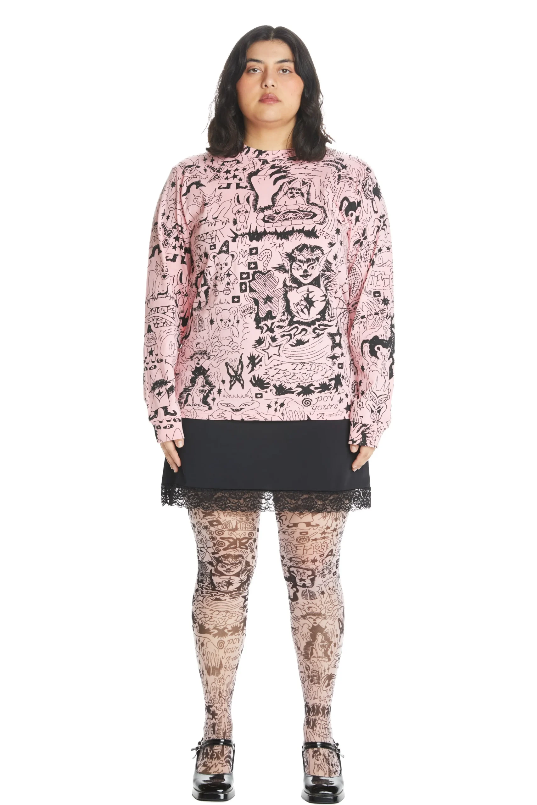 Tattoo Print Tee-Teddy Fresh Best Sale
