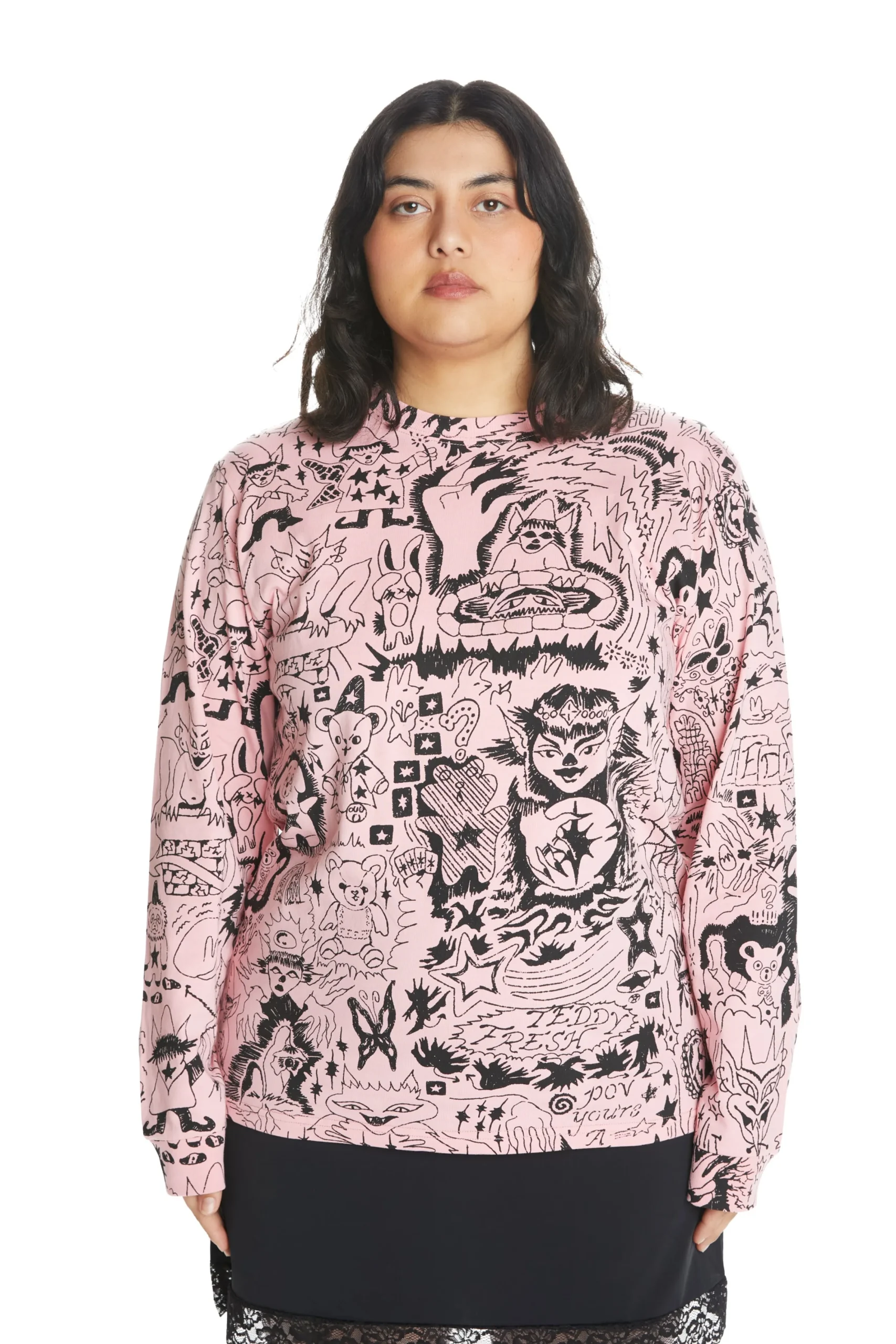 Tattoo Print Tee-Teddy Fresh Best Sale