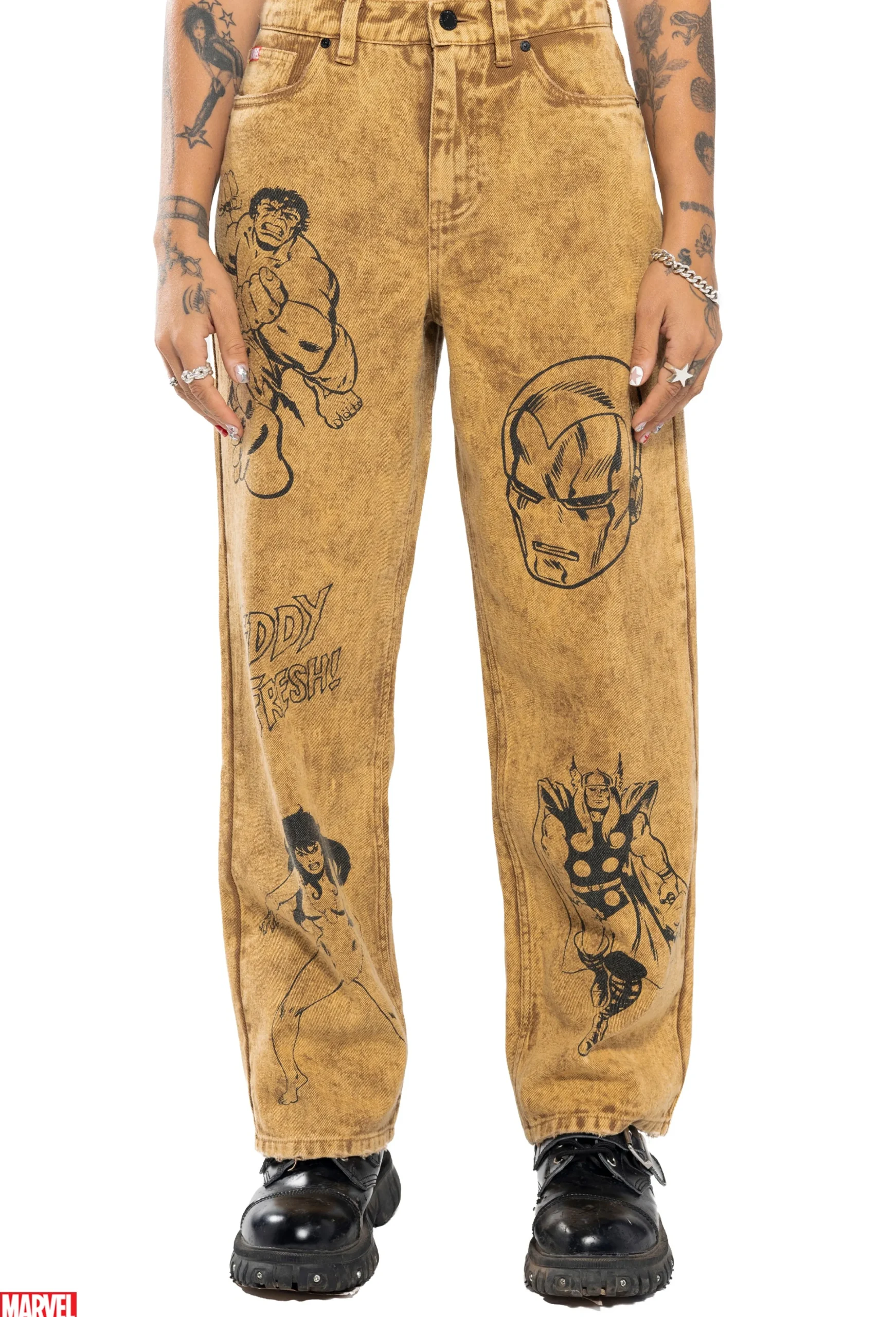 TF X Marvel Acid Wash Jeans-Teddy Fresh Best