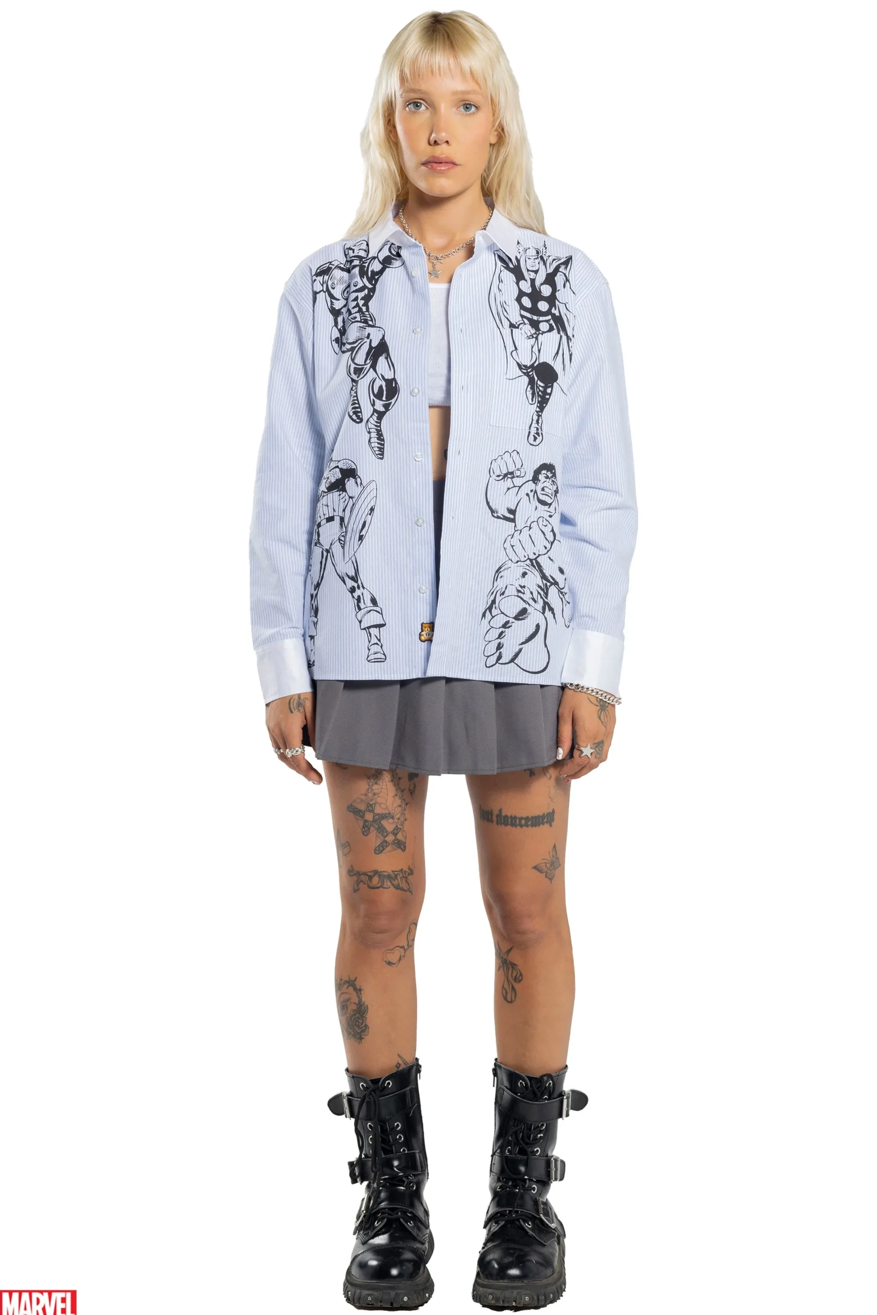 TF X Marvel Button Up-Teddy Fresh Cheap