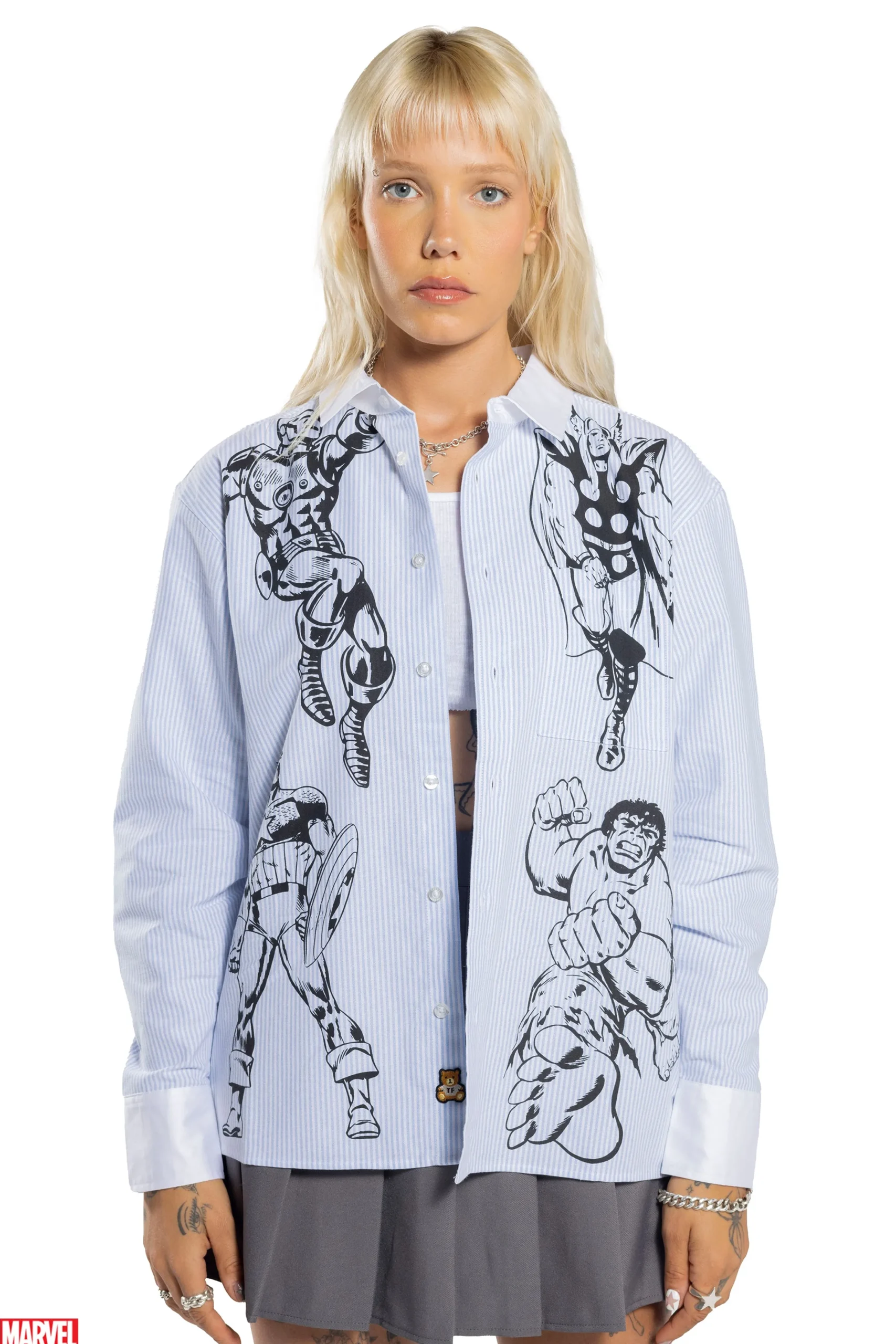 TF X Marvel Button Up-Teddy Fresh Cheap